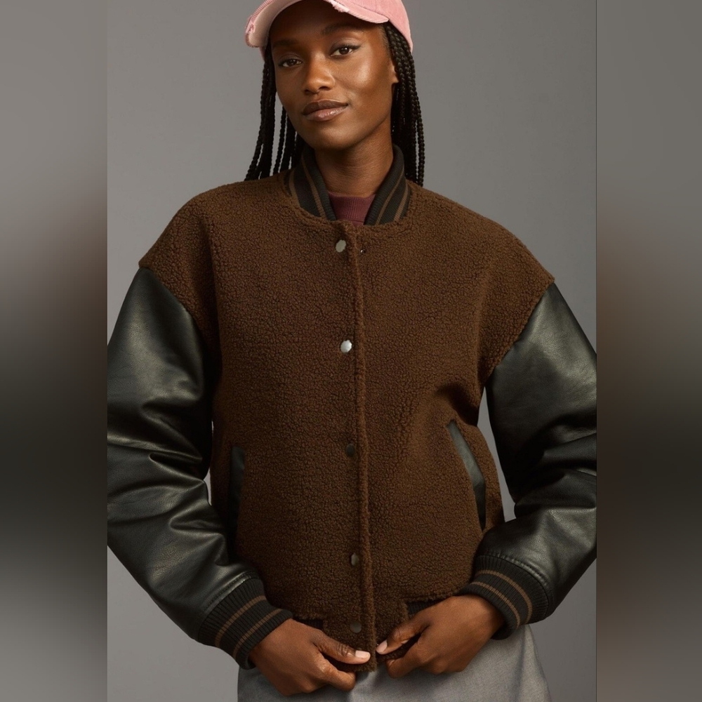 Brown Sherpa Bomber Jacket